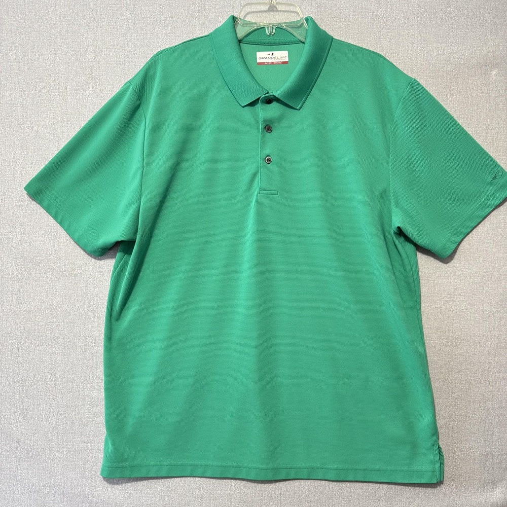 Grand Slam Polo Shirt Mens XL Green Performance Golf Tennis Short Sleeve‎